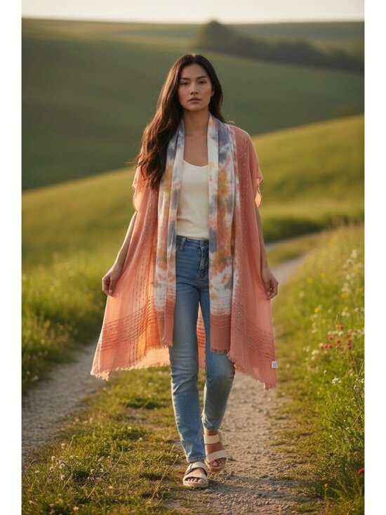 Woven Heart Other - Vintage Woven Heart Womens Kimono Cardigan One Size Multicolor Tie Dye